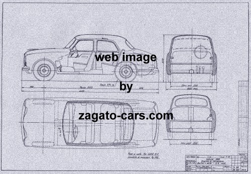 Alfa Romeo 1900 Berlina Blueprint with 4 Different Views Alfa Romeo 1900 Berlina Blueprint with 4 Different Views
