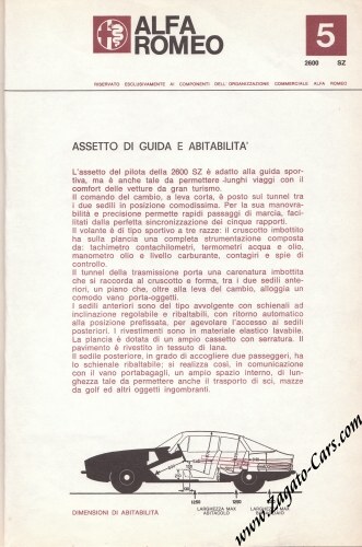 Alfa Romeo 2600 Sprint 2600 SZ Zagato Commercial Manual 331x500