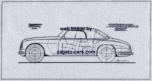 Alfa Romeo 6C 2500 Cabriolet by Touring Superleggera Blueprint Side View Alfa Romeo 6C 2500 Cabriolet by Touring Superleggera Blueprint Side View