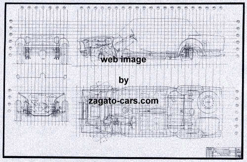 Alfa Romeo 1750 Berlina Chassis Blueprint 4 Views Alfa Romeo 1750 Berlina Chassis Blueprint 4 Views