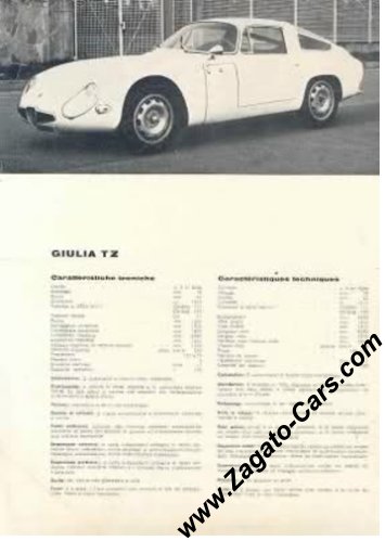 Vintage 1964 Alfa Romeo TZ Sales Sheet Vintage 1964 Alfa Romeo TZ Sales Sheet